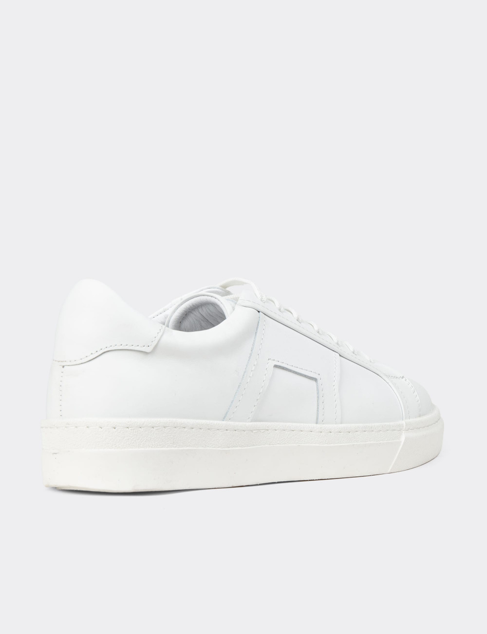 Erkek Beyaz Hakiki Deri Sneaker Ayakkabı - 02002MBYZC01
