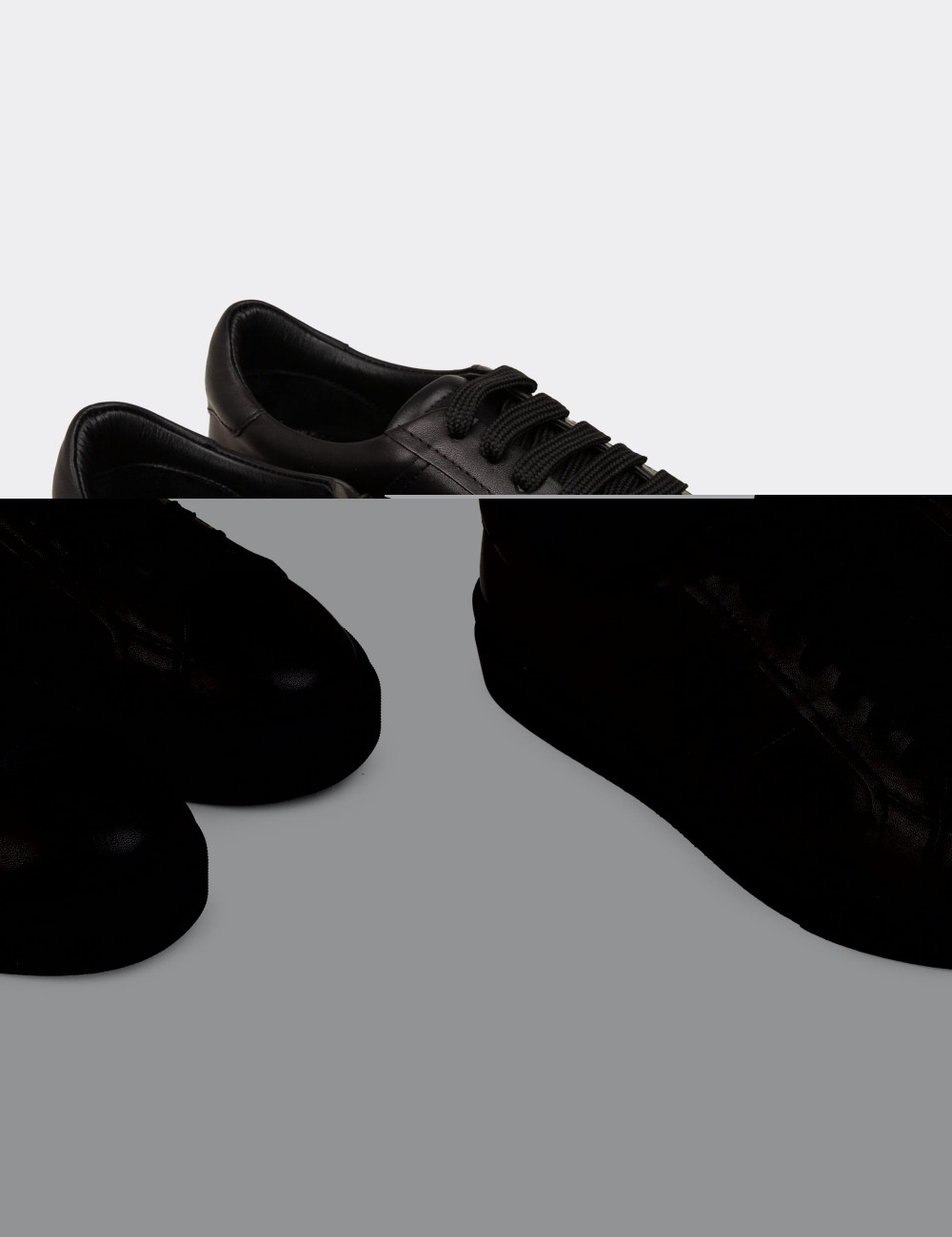 Erkek Hakiki Deri Siyah Sneaker Ayakkabı - 02002MSYHC02