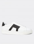 Erkek Hakiki Deri Beyaz Sneaker Ayakkabı