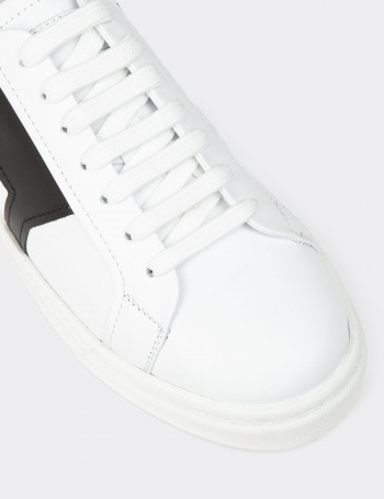 Erkek Hakiki Deri Beyaz Sneaker Ayakkabı - 02002MSYHC01