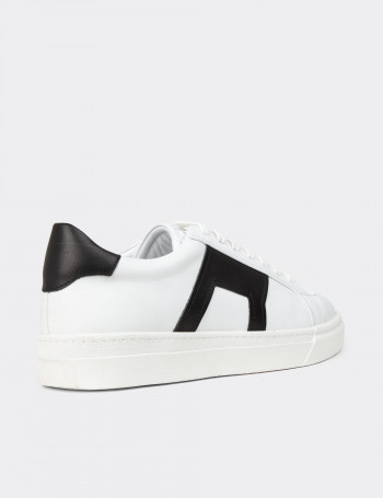 Erkek Hakiki Deri Beyaz Sneaker Ayakkabı - 02002MSYHC01