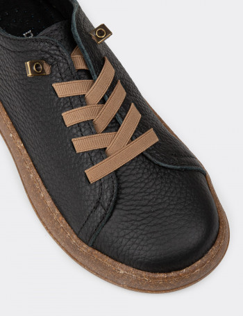 Kadın Hakiki Deri Siyah Sneaker Ayakkabı - SE605ZSYHC01