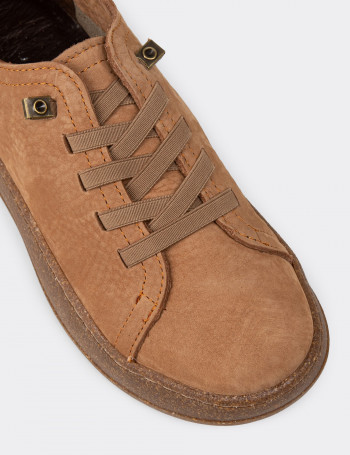 Kadın Hakiki Nubuk Taba Rengi Sneaker Ayakkabı - SE605ZTBAC01