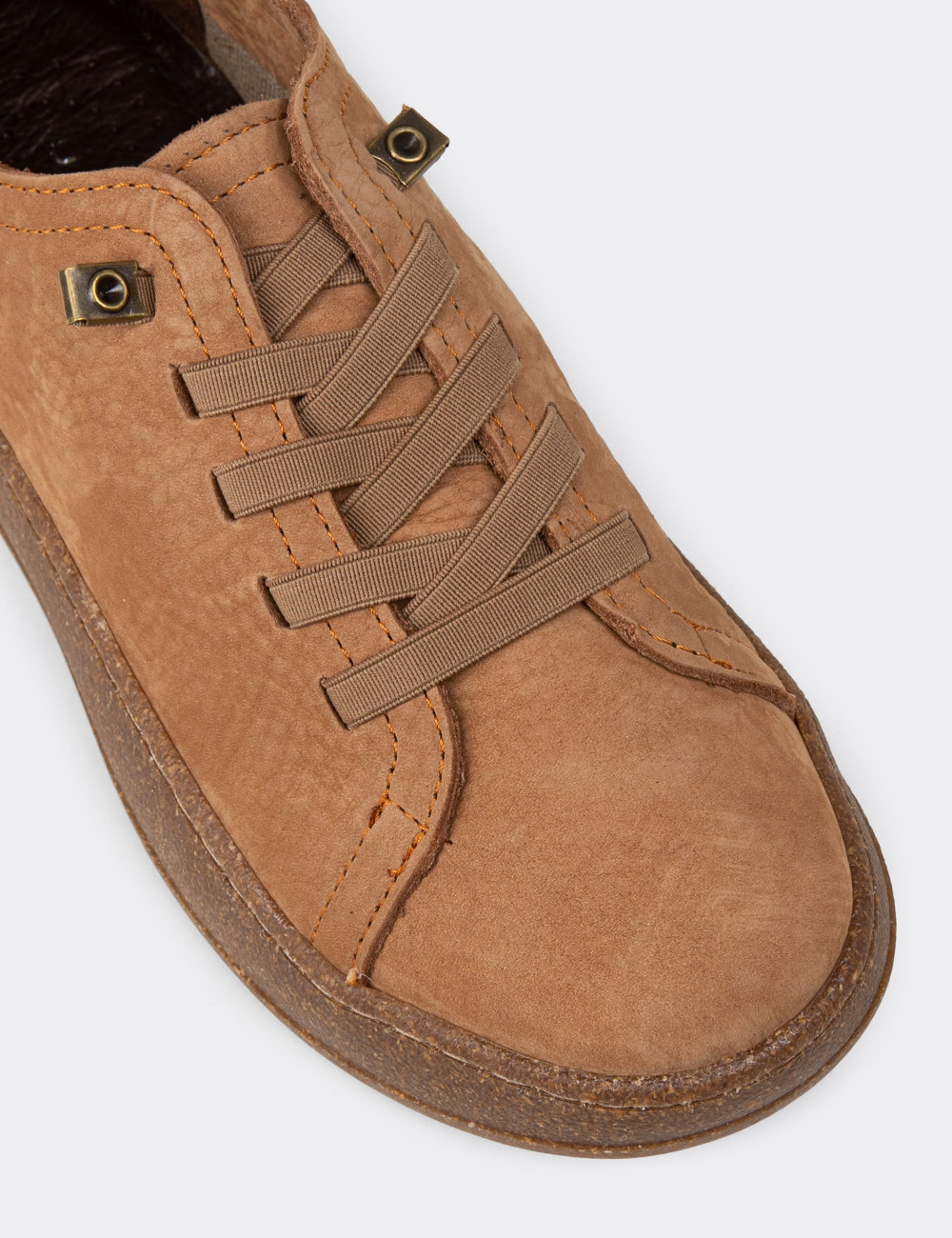 Kadın Hakiki Nubuk Taba Rengi Sneaker Ayakkabı - SE605ZTBAC01
