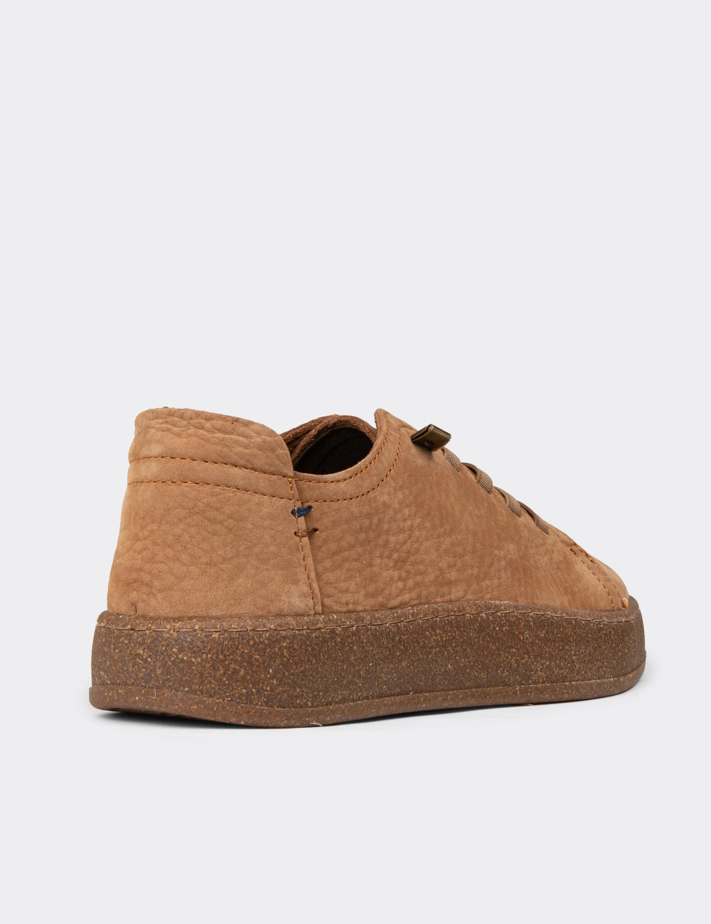 Kadın Hakiki Nubuk Taba Rengi Sneaker Ayakkabı - SE605ZTBAC01