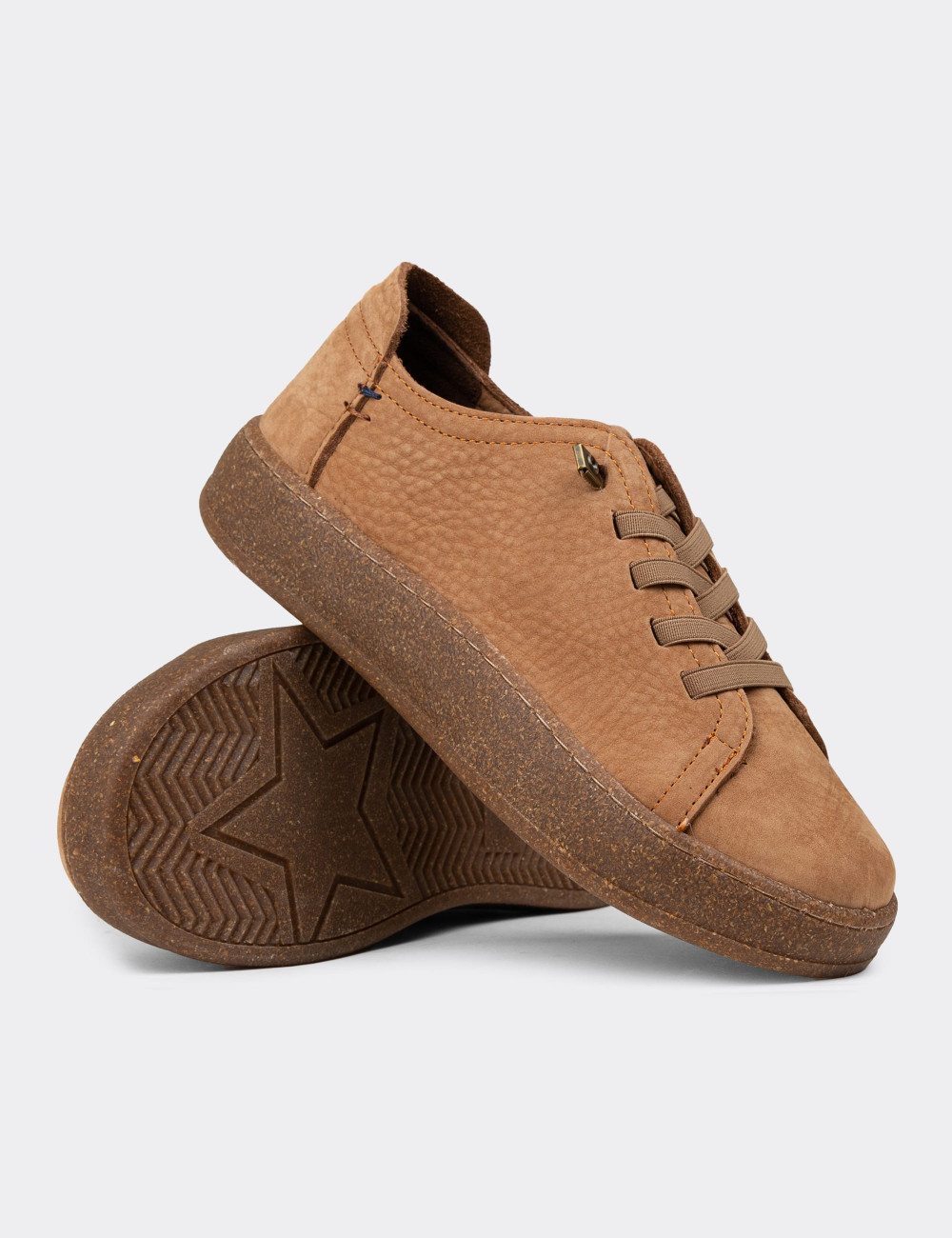 Kadın Hakiki Nubuk Taba Rengi Sneaker Ayakkabı - SE605ZTBAC01
