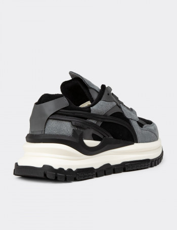 Kadın Hakiki Süet Siyah Sneaker Ayakkabı - 25331ZSYHC01