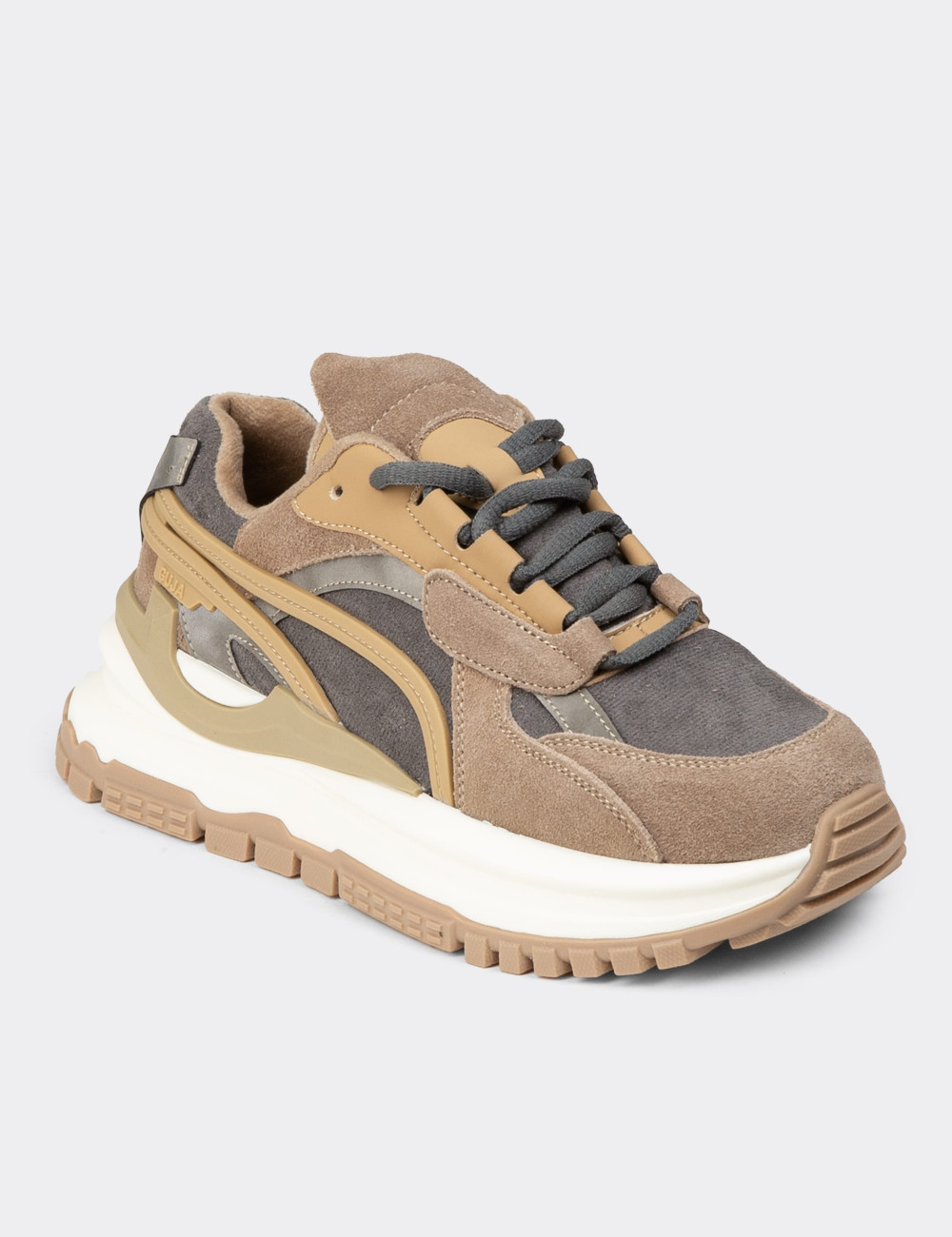 Kadın Hakiki Süet Vizon Renk Sneaker Ayakkabı - 25331ZVZNC01
