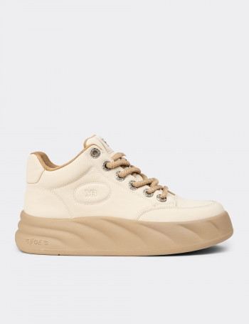 Kadın Bej High Top Sneaker - K1003ZBEJC01