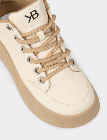 Kadın Bej High Top Sneaker - K1003ZBEJC01