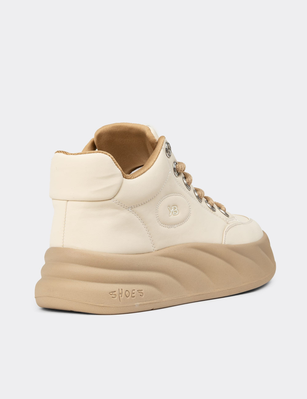 Kadın Bej High Top Sneaker - K1003ZBEJC01