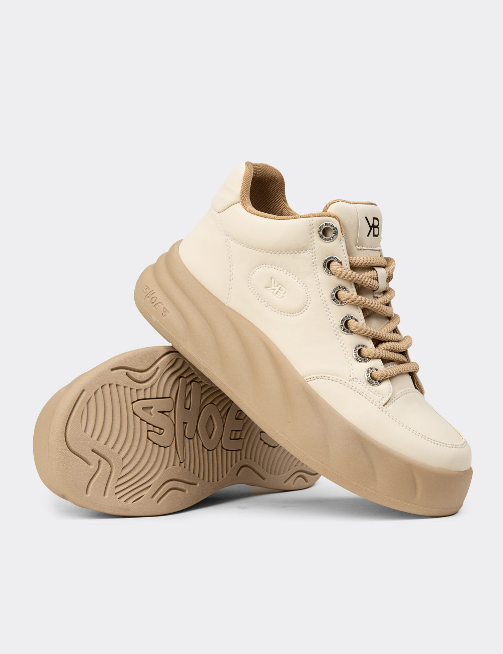 Kadın Bej High Top Sneaker - K1003ZBEJC01