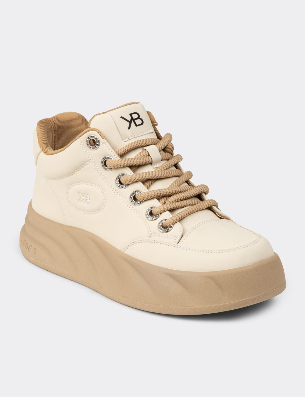 Kadın Bej High Top Sneaker - K1003ZBEJC01