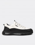 Erkek Hakiki Deri Beyaz Sneaker Ayakkabı
