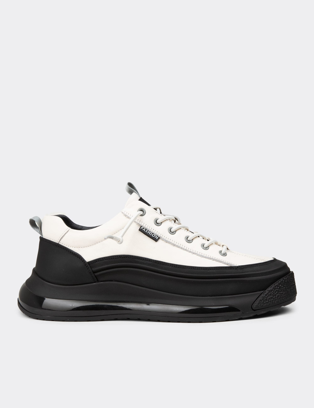 Erkek Hakiki Deri Beyaz Sneaker Ayakkabı - 25500MBYZC01