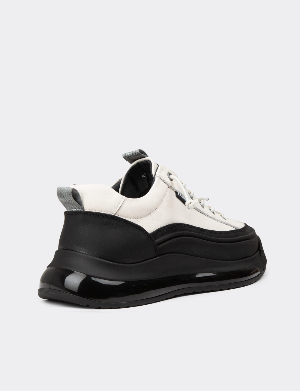 Erkek Hakiki Deri Beyaz Sneaker Ayakkabı - 25500MBYZC01