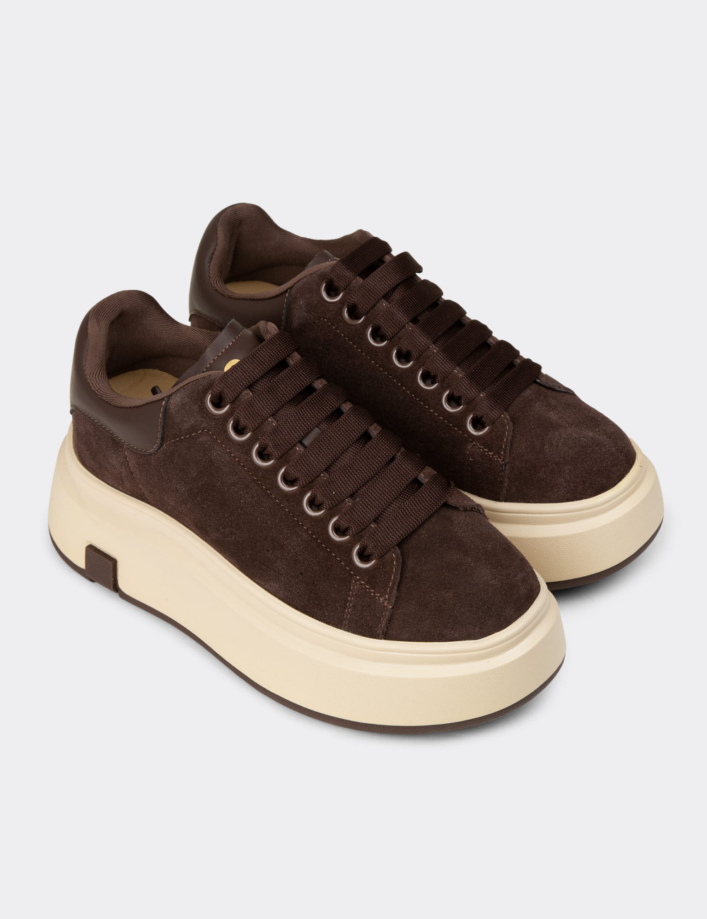 Kadın Hakiki Süet Kahverengi Sneaker - 25361ZKHVC01