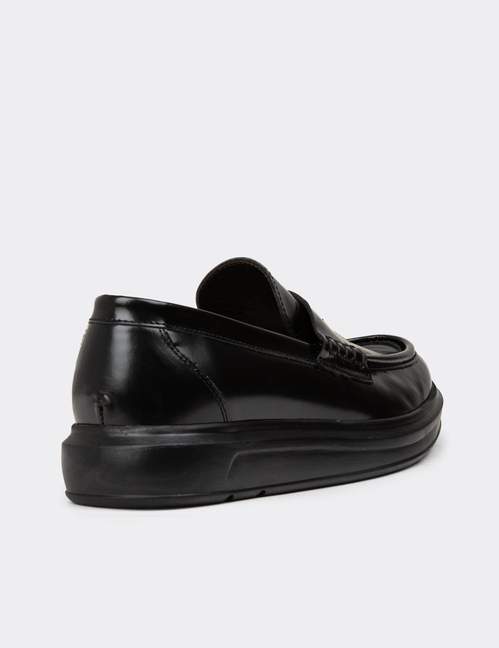 Erkek Hakiki Deri Siyah Loafer Ayakkabı - 02000MSYHP01