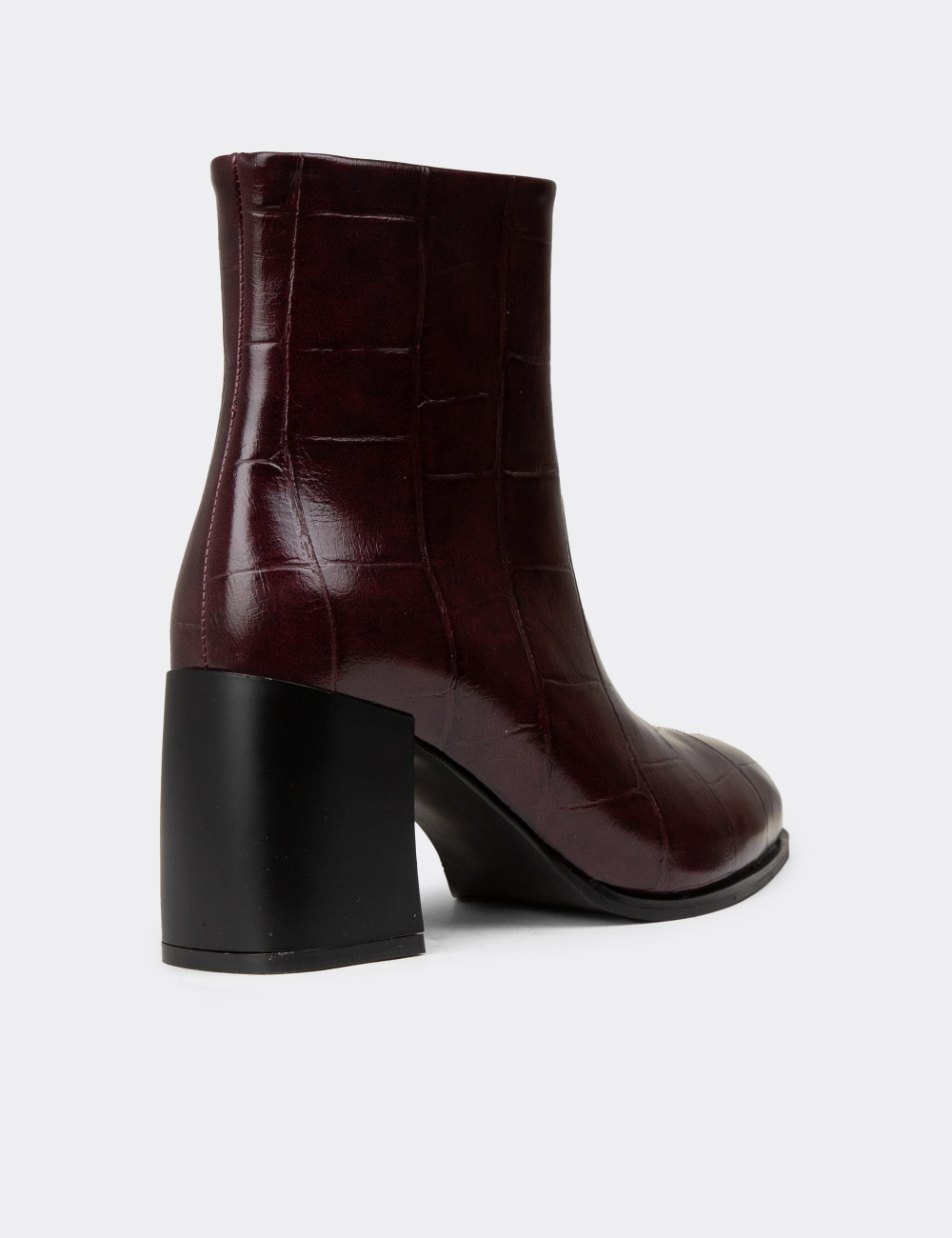 Kadın Bordo Fermuarlı Bot - K0945ZBRDC01