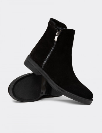 Kadın Hakiki Süet Siyah Günlük Bot - Z1584ZSYHC03