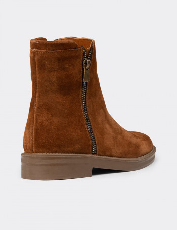 Kadın Hakiki Süet Taba Renk Günlük Bot - Z1584ZTBAC01