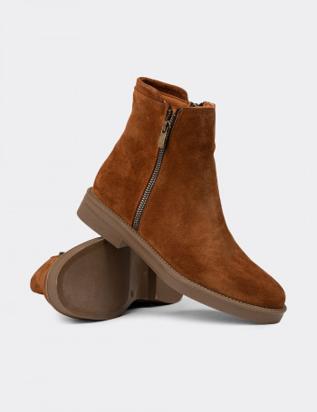 Kadın Hakiki Süet Taba Renk Günlük Bot - Z1584ZTBAC01