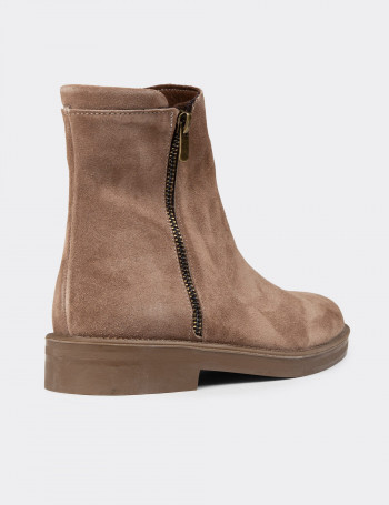 Kadın Hakiki Süet Vizon Rengi Günlük Bot - Z1584ZVZNC03