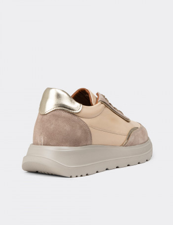 Kadın Hakiki Deri Bej Sneaker Ayakkabı - M0509ZBEJE01