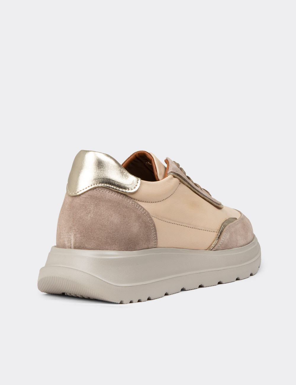 Kadın Hakiki Deri Bej Sneaker Ayakkabı - M0509ZBEJE01