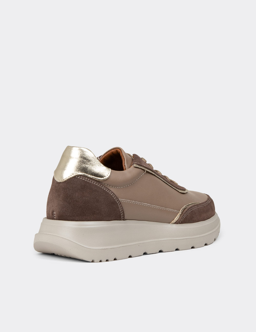 Kadın Hakiki Deri Vizon Renk Sneaker Ayakkabı - M0509ZVZNE01