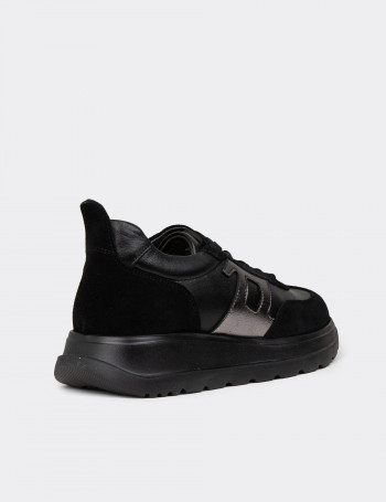 Kadın Siyah Hakiki Deri Sneaker Ayakkabı - M0510ZSYHE01