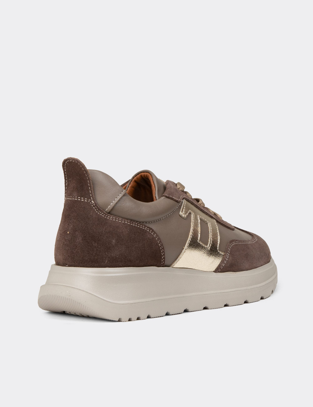 Kadın Hakiki Deri Vizon Renk Sneaker Ayakkabı - M0510ZVZNE01