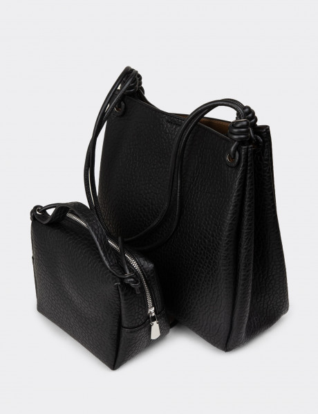 Siyah Kadın Omuz ve El Çantası