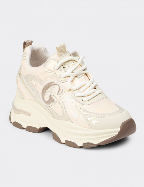 Kadın Bej Sneaker Ayakkabı