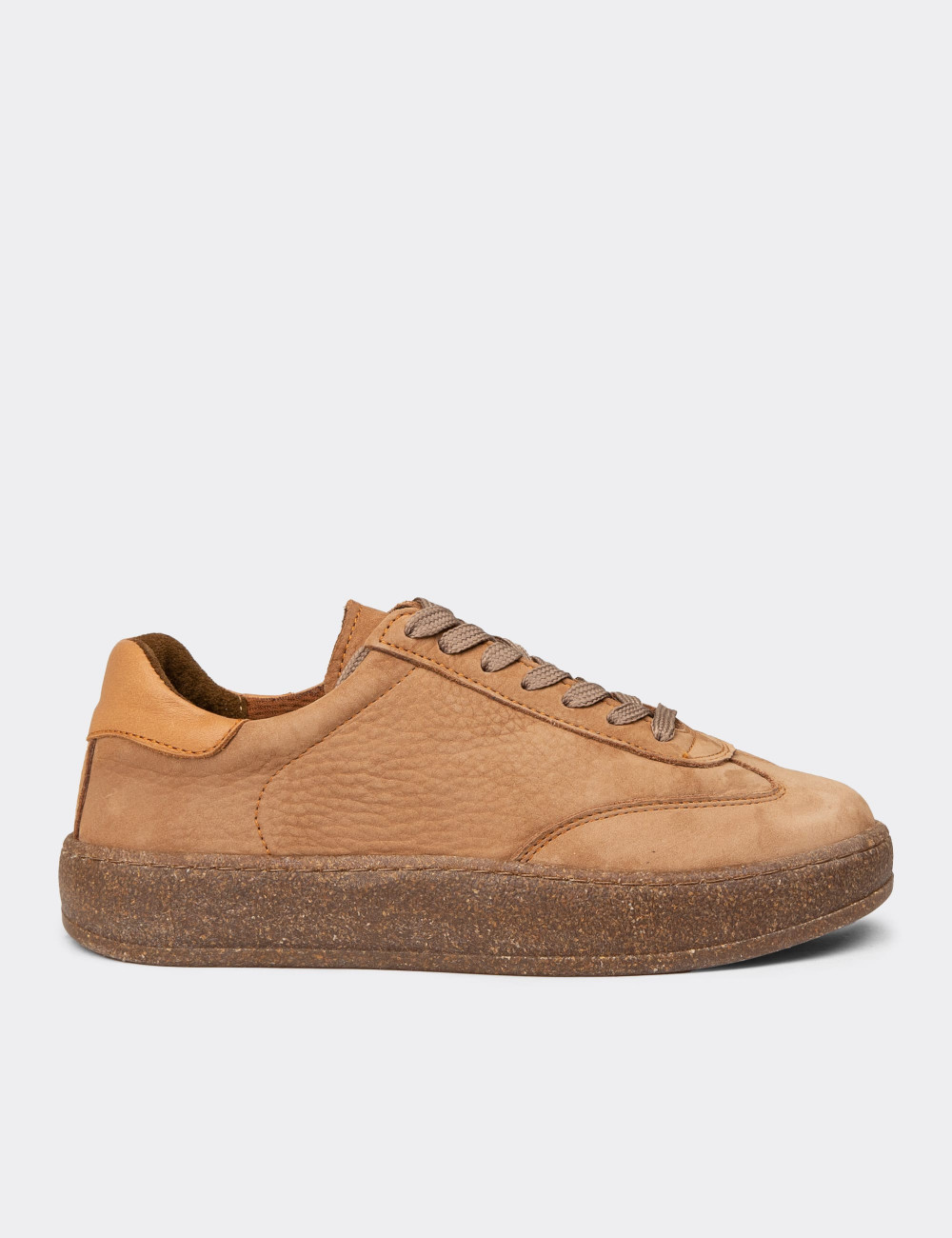 Kadın Hakiki Nubuk Taba Renk Sneaker Ayakkabı - SE620ZTBAC01