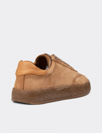 Kadın Hakiki Nubuk Taba Renk Sneaker Ayakkabı - SE620ZTBAC01