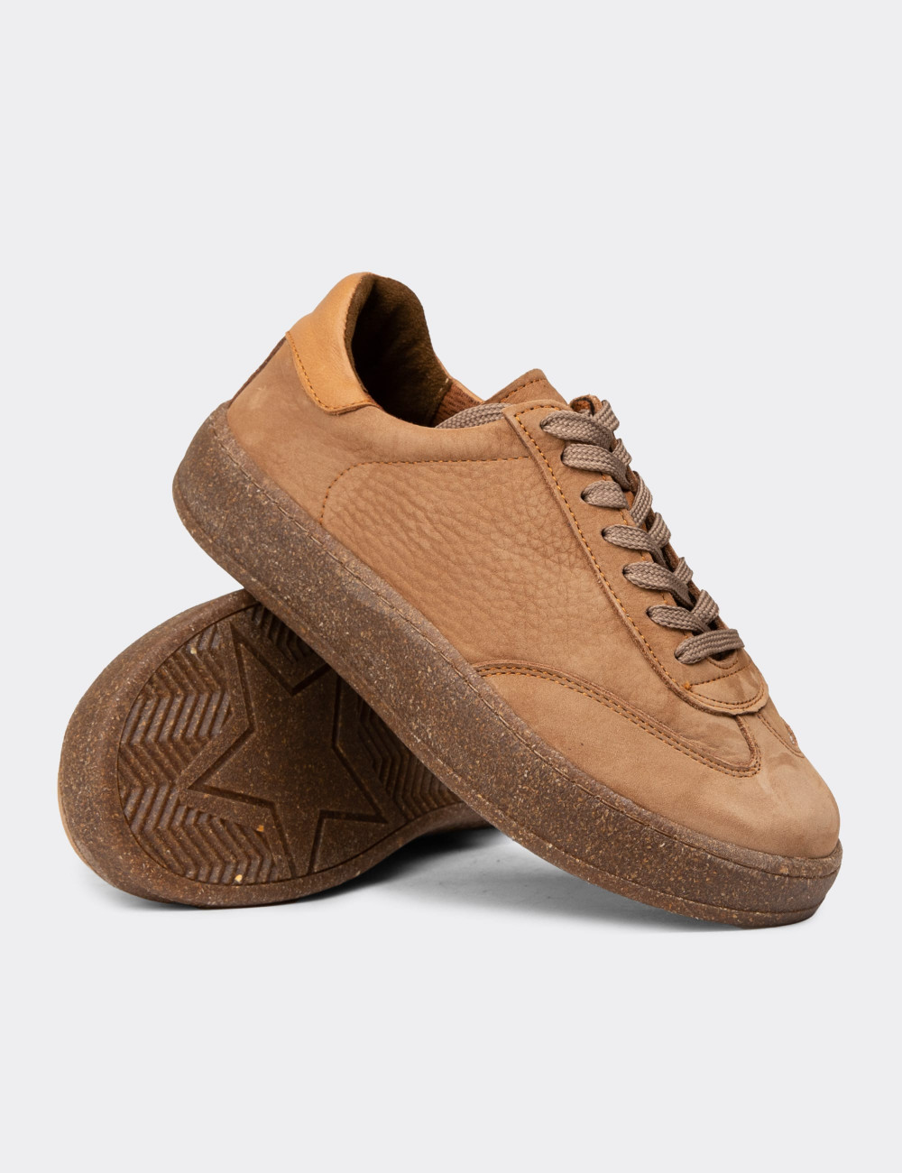 Kadın Hakiki Nubuk Taba Renk Sneaker Ayakkabı - SE620ZTBAC01