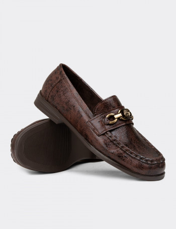 Kadın Kahverengi Loafer Ayakkabı - K0012ZKHVC01