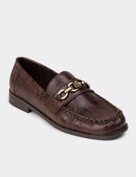 Kadın Kahverengi Loafer Ayakkabı