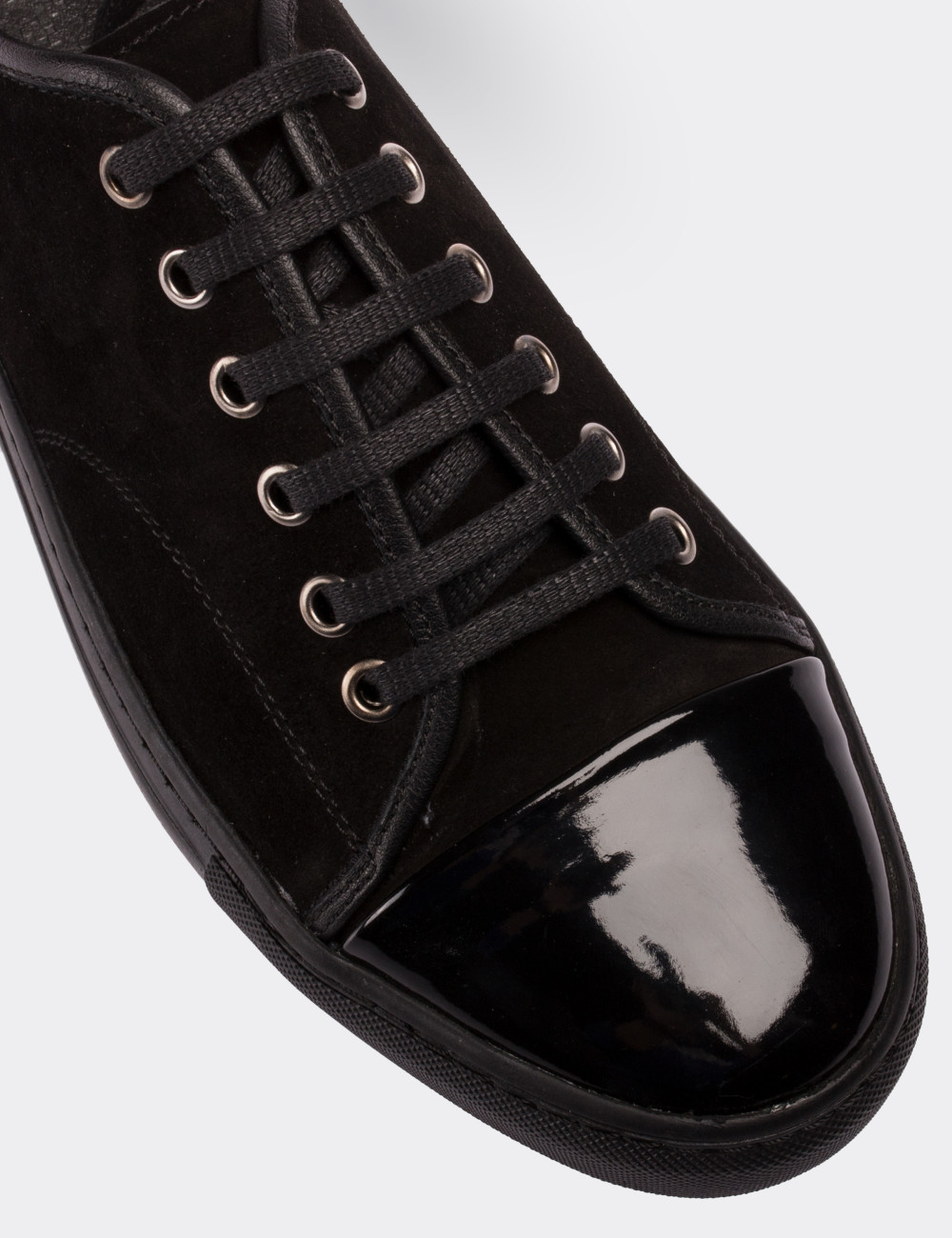 Hakiki Süet Siyah Sneaker Erkek Ayakkabı - 01683MSYHC01