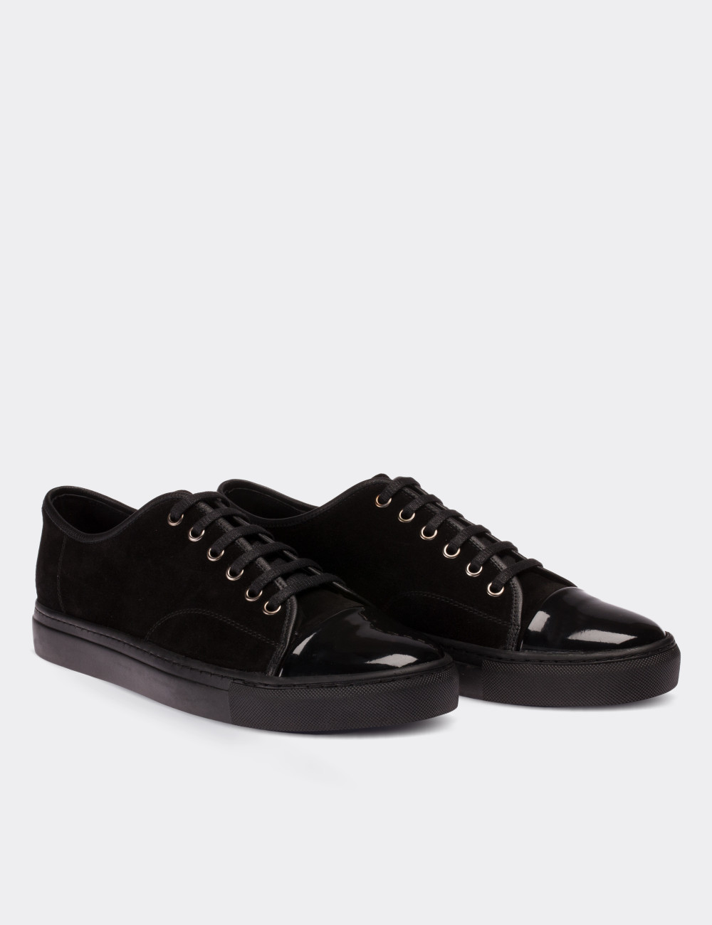 Hakiki Süet Siyah Sneaker Erkek Ayakkabı - 01683MSYHC01