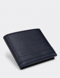 Hakiki Deri Lacivert Yatay Erkek Cüzdanı
