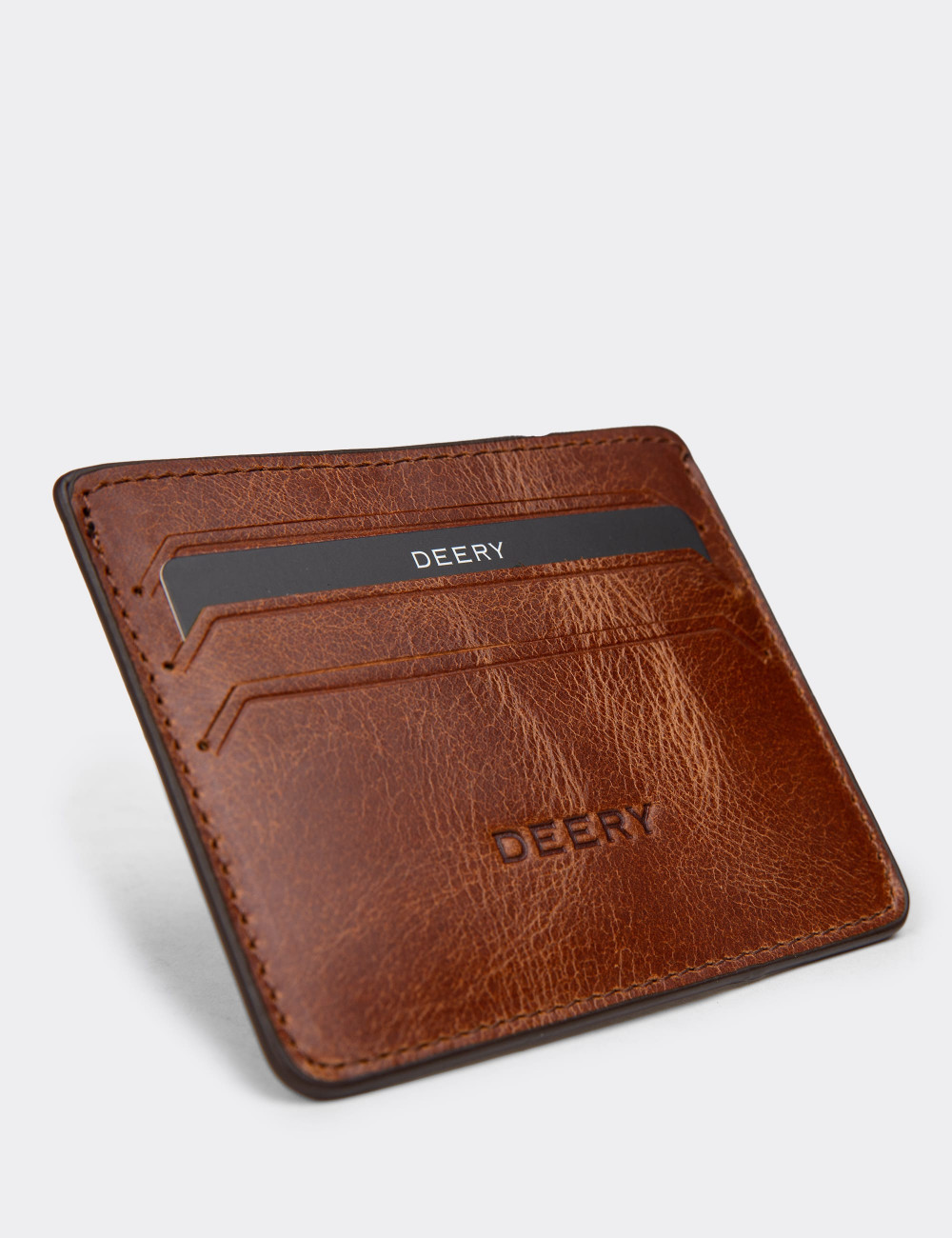 Hakiki Deri Vintage Taba Rengi Yatay Erkek Kartlık - 00530MTBAZ02