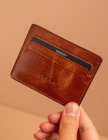 Hakiki Deri Vintage Taba Rengi Yatay Erkek Kartlık