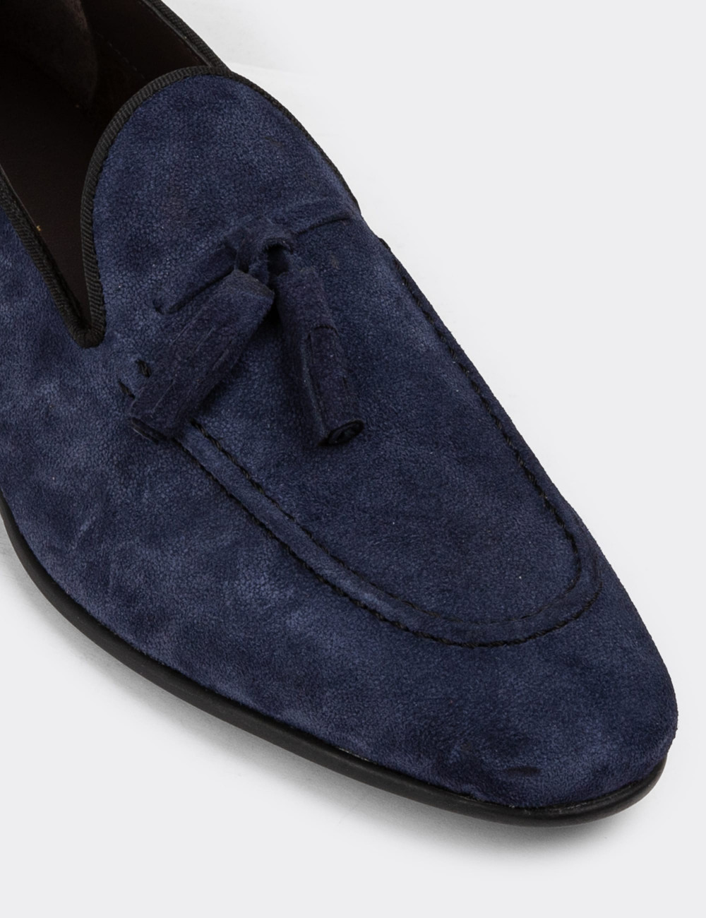 Erkek Hakiki Süet Lacivert Loafer Ayakkabı - 01701MLCVC32