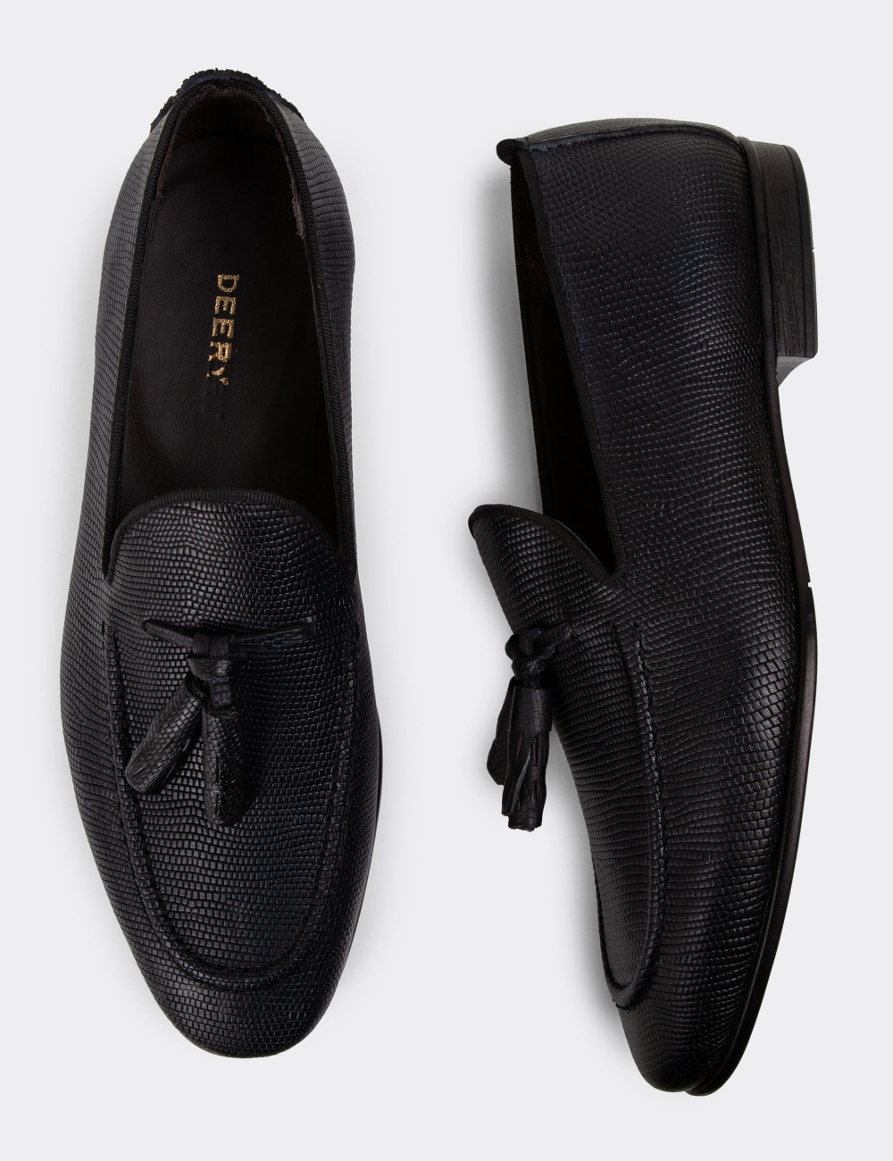 Erkek Hakiki Deri Lacivert Loafer Ayakkabı - 01701MLCVC24