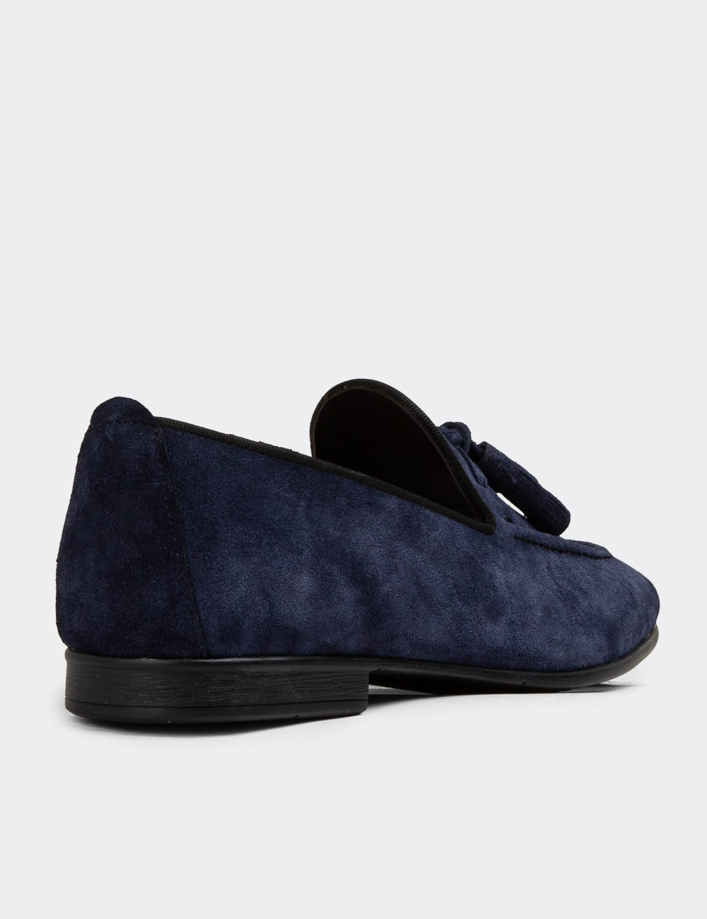 Erkek Hakiki Süet Lacivert Loafer Ayakkabı - 01701MLCVC32