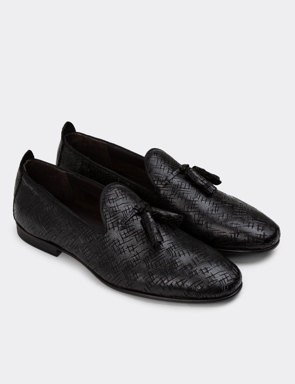 Erkek Siyah Hakiki Deri Loafer Ayakkabı - 01702MSYHC20