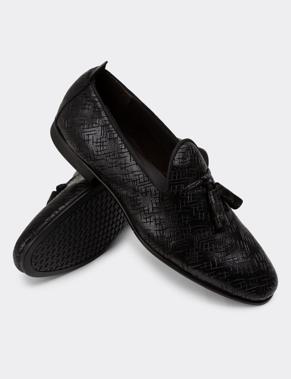Erkek Siyah Hakiki Deri Loafer Ayakkabı - 01702MSYHC20