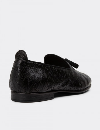 Erkek Siyah Hakiki Deri Loafer Ayakkabı - 01702MSYHC20